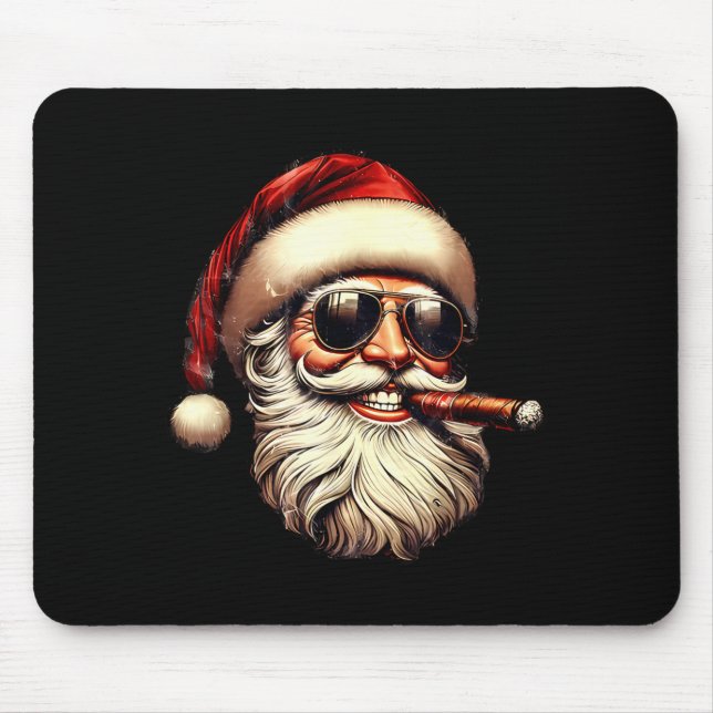Christmas Santa Smoking Cigar With Sungl Cigar Smo Mousepad (Vorne)