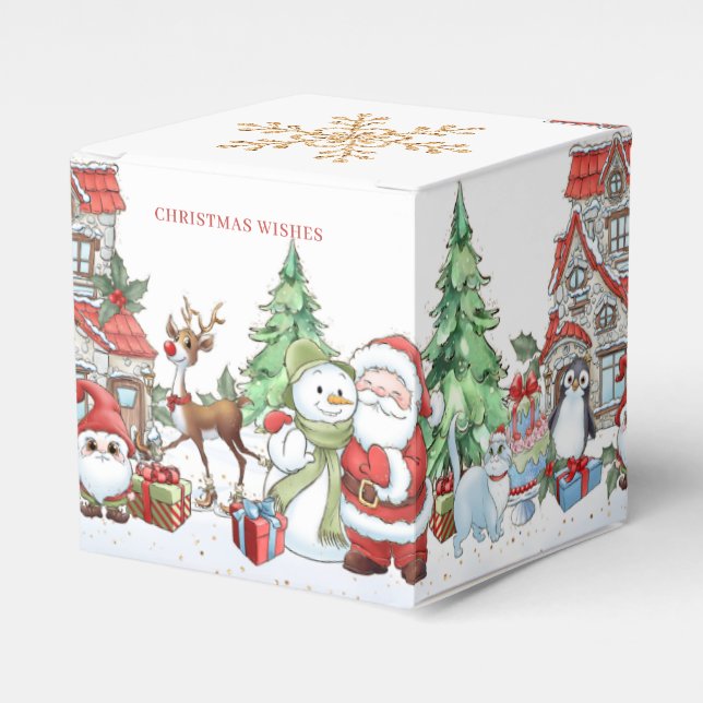 Christmas Santa Snowman Rudolph Cat Geschenkschachtel (Vorderseite)