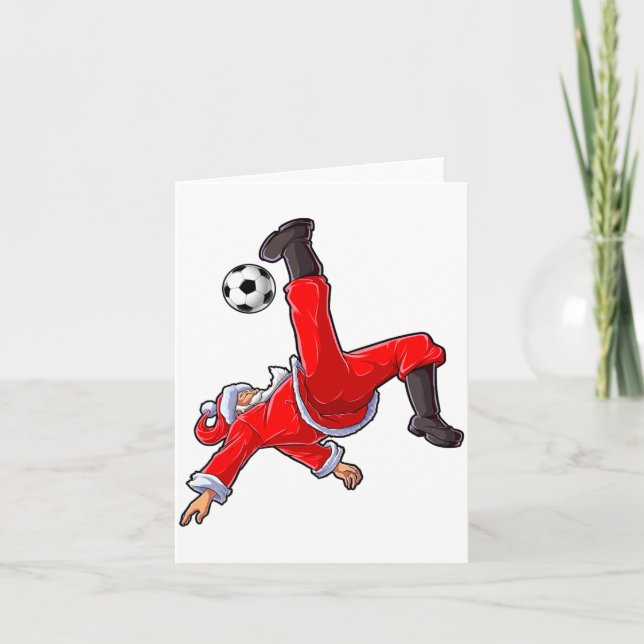 Christmas Santa Soccer Bicycle Kick Xmas Boys Men  Karte (Vorderseite)
