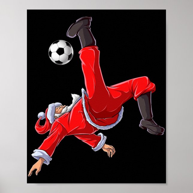 Christmas Santa Soccer Bicycle Kick Xmas Boys Men  Poster (Vorne)