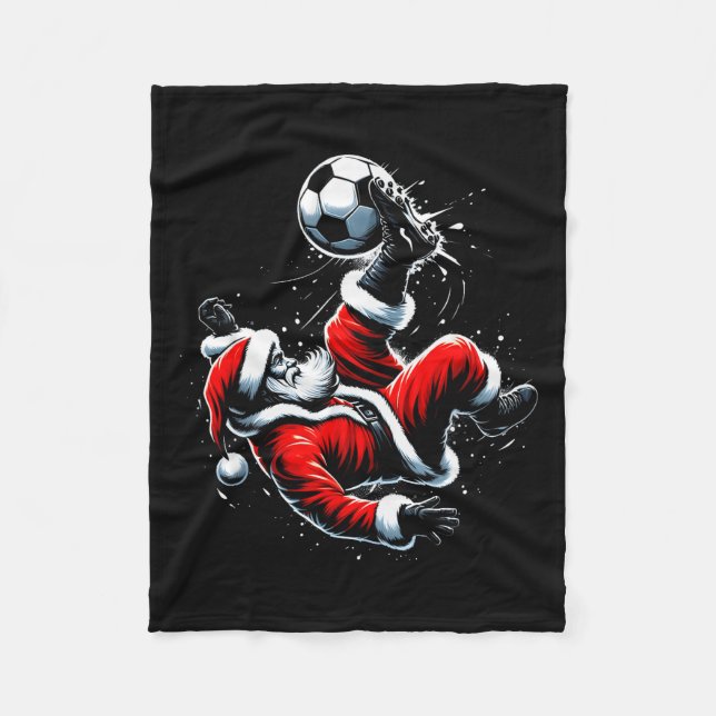 Christmas Santa Soccer Player Bicycle Kick Xmas Ba Fleecedecke (Vorderseite)
