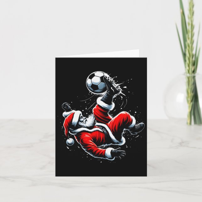 Christmas Santa Soccer Player Bicycle Kick Xmas Ba Karte (Vorderseite)