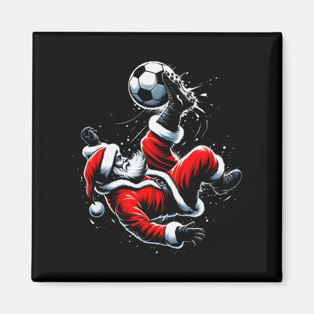 Christmas Santa Soccer Player Bicycle Kick Xmas Ba Magnet (Vorne)