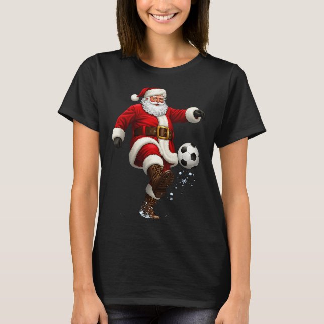 Christmas Santa Soccer Player Football Festive Mer T-Shirt (Vorderseite)