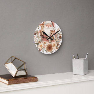 Christmas Santa Wall Clock | Winter Holiday Home  Runde Wanduhr