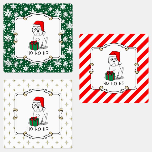 Christmas Santa West Highland White Terrier Westie Etiketten (Gruppe)