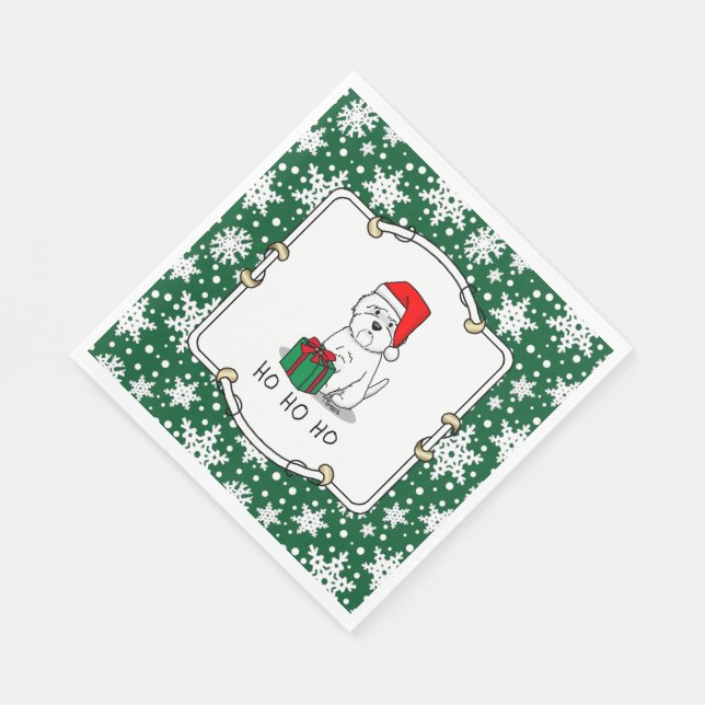Christmas Santa West Highland White Terrier Westie Serviette (Ecke)