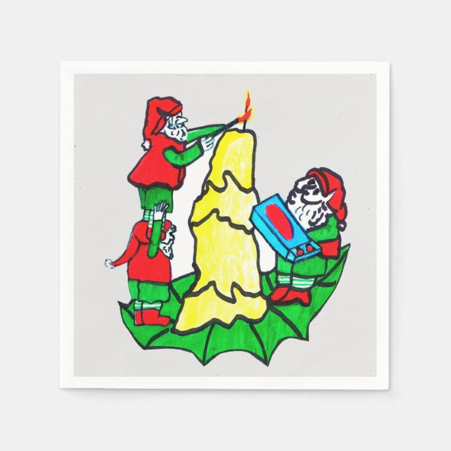 CHRISTMAS SANTA'S ELVES DEKORATING SERVIETTE (Vorderseite)
