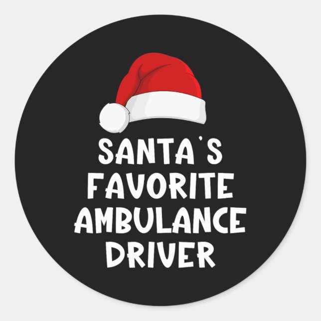 Christmas Santa's Favorite Ambulance Driver Funny  Runder Aufkleber (Vorderseite)
