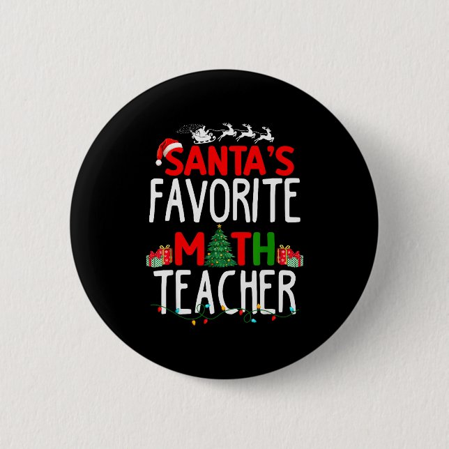 Christmas Santa's Favorite Math Teacher Mathematic Button (Vorderseite)