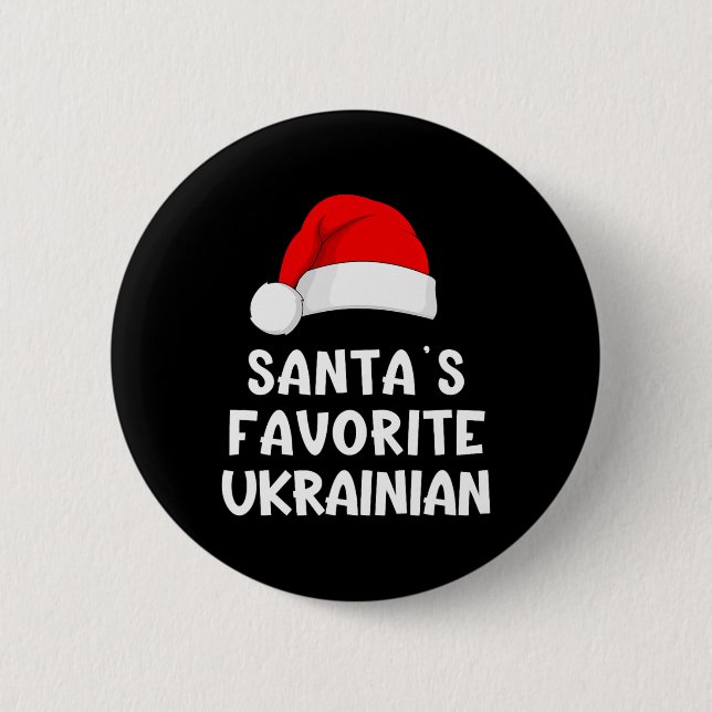 Christmas Santa's Favorite Ukrainian Funny Pajama  Button (Vorderseite)
