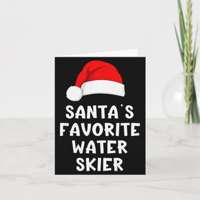 Christmas Santa's Favorite Water Skier Skiing Ski  Karte (Vorderseite)