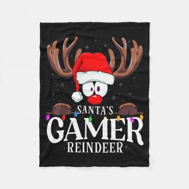 Christmas Santa's Gamer Reindeer Matching X-mas  Fleecedecke (Vorderseite)