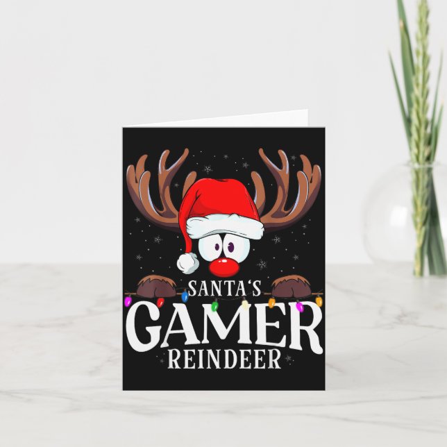 Christmas Santa's Gamer Reindeer Matching X-mas  Karte (Vorderseite)