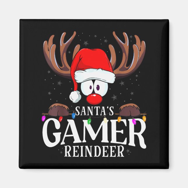 Christmas Santa's Gamer Reindeer Matching X-mas  Magnet (Vorne)