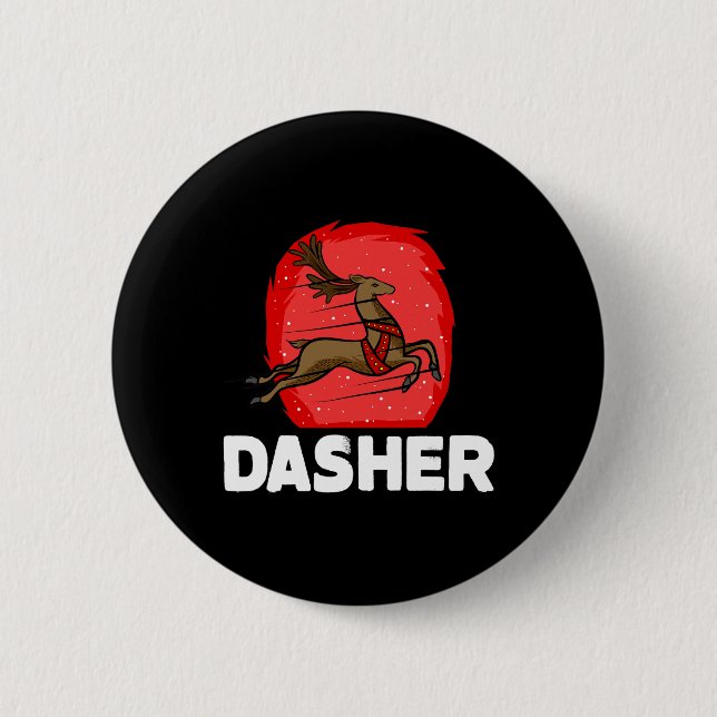 Christmas Santa's Reindeer Lazy Costume Dasher  Button (Vorderseite)