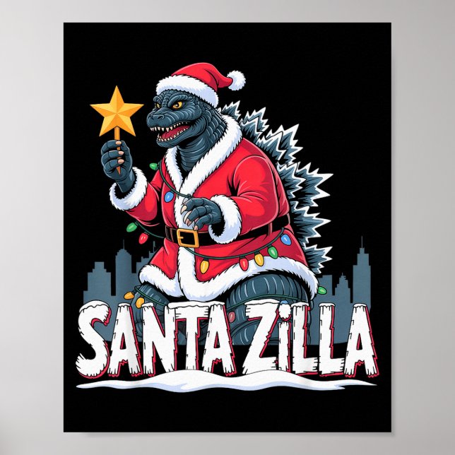 Christmas Santazilla Japanese Monster Dinosaur Boy Poster (Vorne)