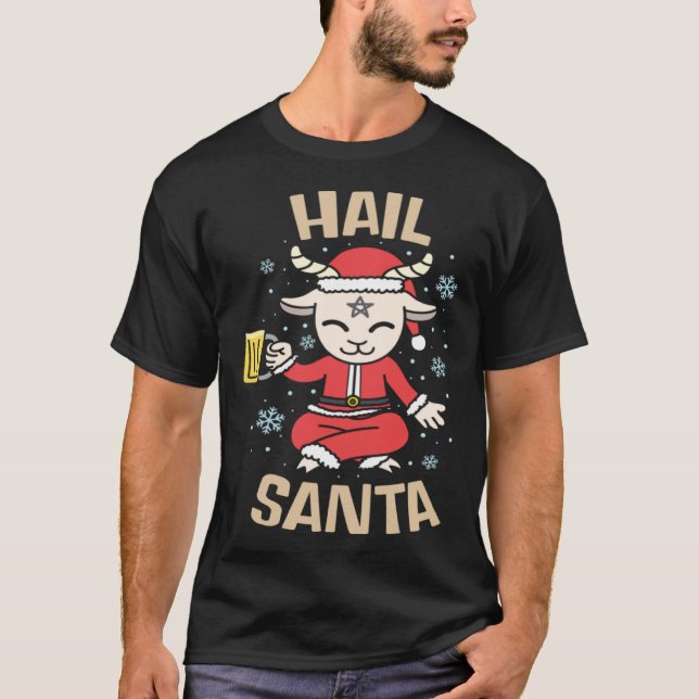 Christmas Satanic Hail Santa for Witches Warlock T-Shirt (Vorderseite)