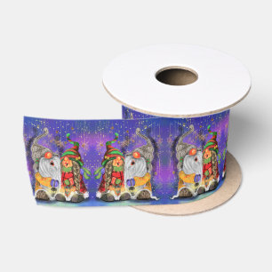 Christmas Satin Ribbon Couple Gnomes Gesang Satinband