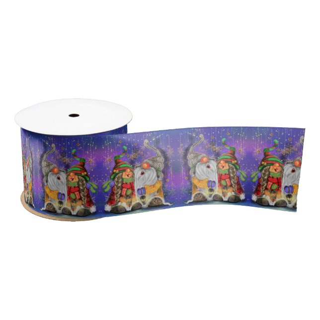 Christmas Satin Ribbon Couple Gnomes Gesang Satinband (Spule)