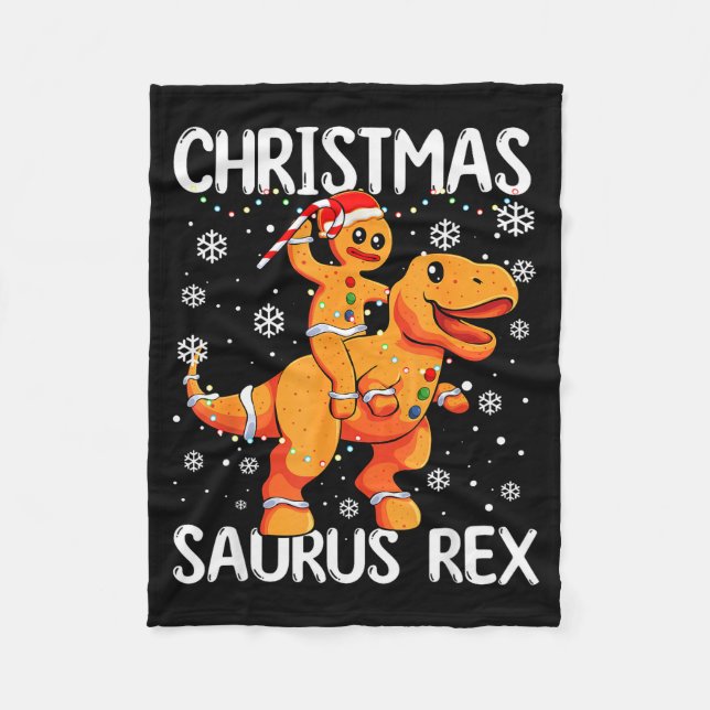 Christmas Saurus Rex Gingerbread Man Cookie Trex B Fleecedecke (Vorderseite)