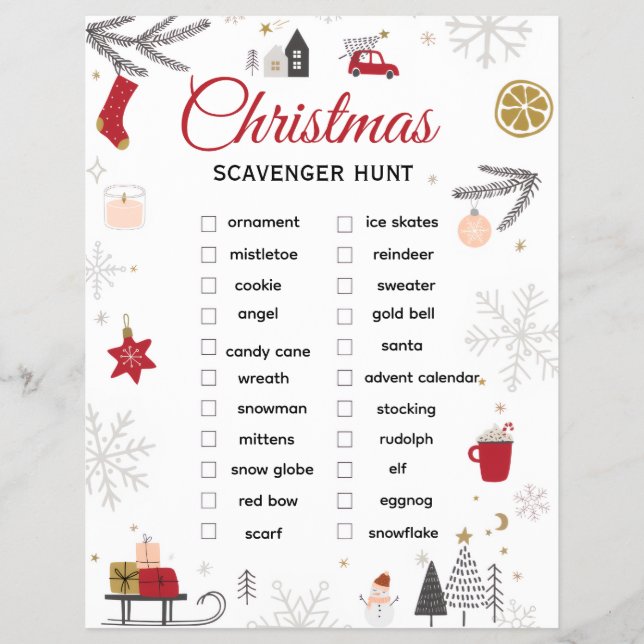 Christmas Scavenger Hunt Checklist Art Flyer (Vorne)