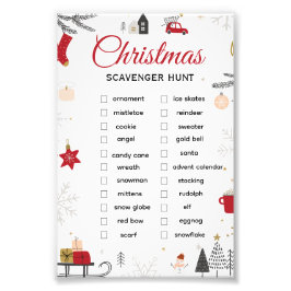 Christmas Scavenger Hunt Checklist Art Fotodruck