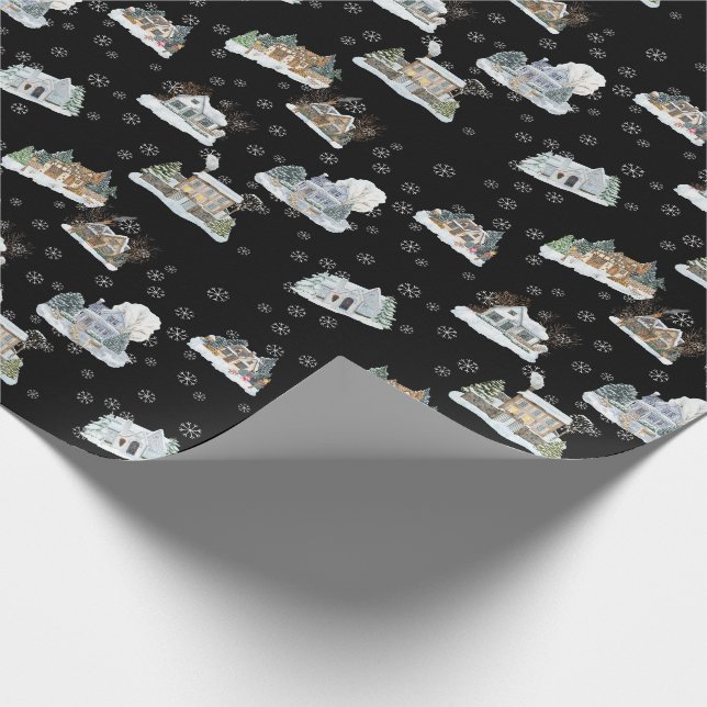 Christmas Scene Wrapping Paper Geschenkpapier (Ecke)