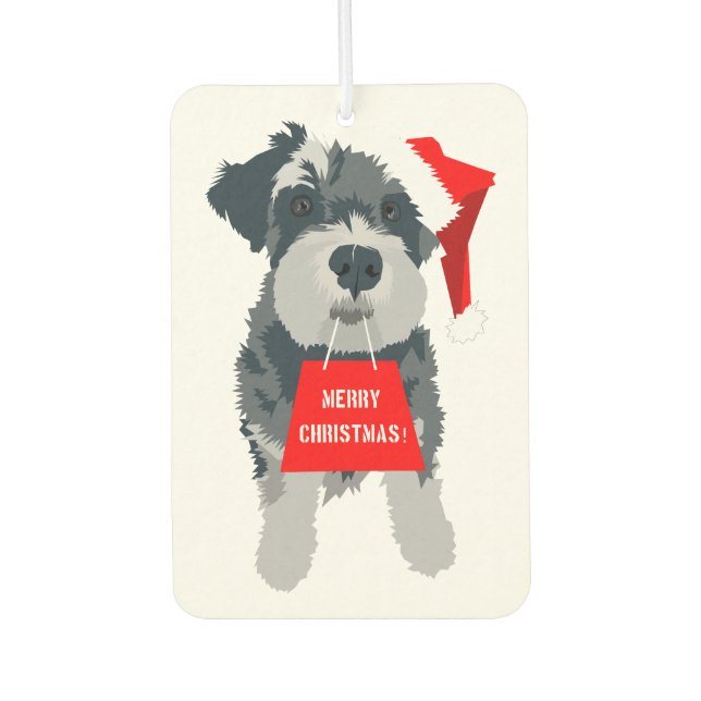 Christmas Schnauzer Dog Weihnachtsmannmütze Air Fr Autolufterfrischer (Vorderseite)