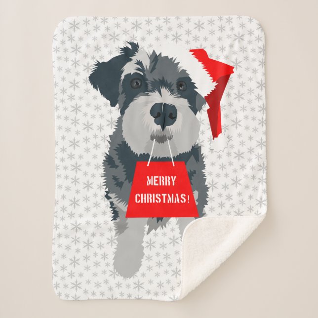 Christmas Schnauzer Dog Weihnachtsmannmütze Sherpa Sherpadecke (Vorderseite)