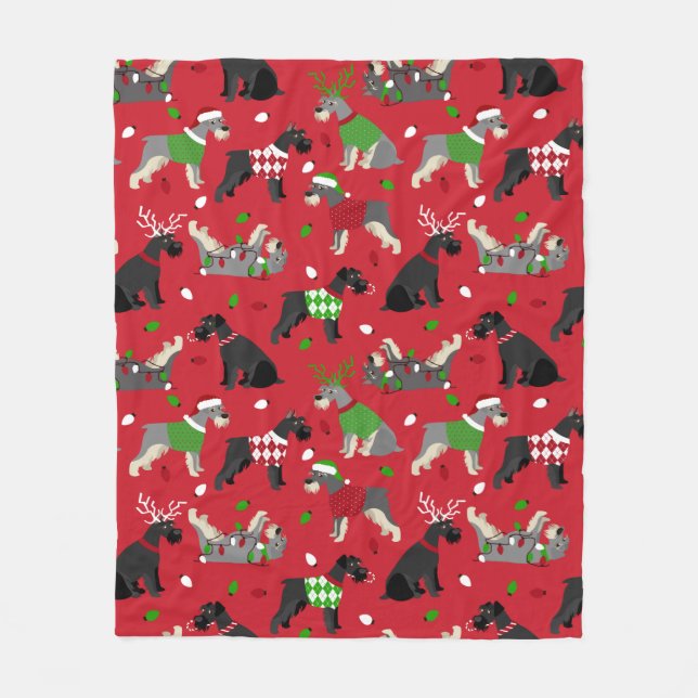 Christmas Schnauzer Fleece Blanket (Vorderseite)
