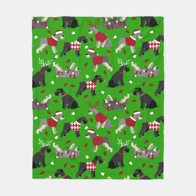 Christmas Schnauzer Fleece Blanket (Vorderseite)