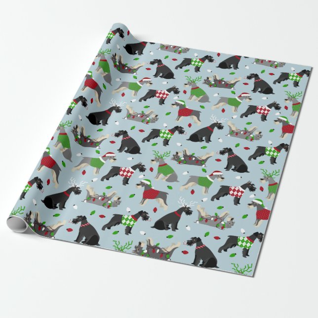 Christmas Schnauzer Geschenkpapier (Ungerollt)