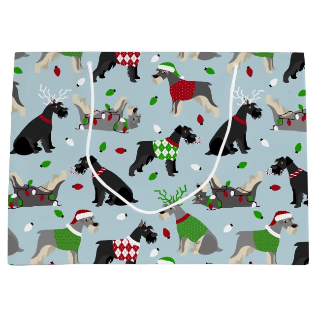 Christmas Schnauzer Große Geschenktüte (Vorderseite)