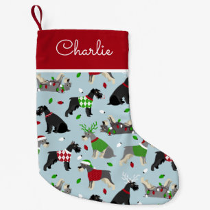 Christmas Schnauzer Individuelle Name Kleiner Weihnachtsstrumpf