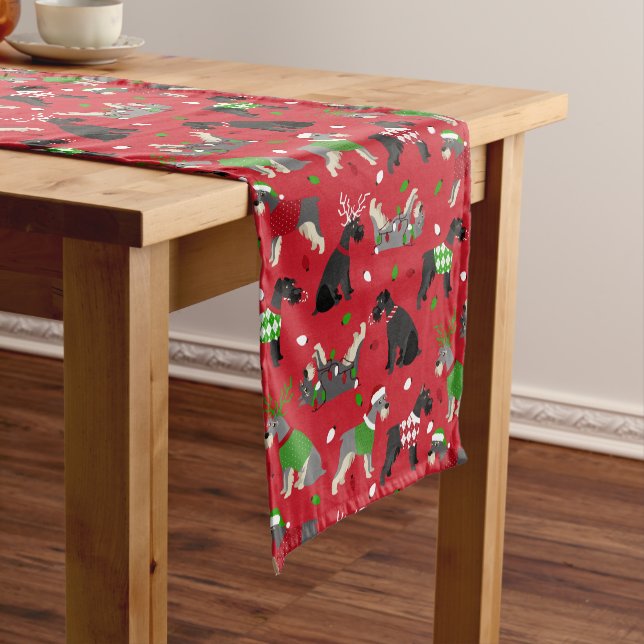 Christmas Schnauzer Kurz Table Runner Kurzer Tischläufer (Beispiel)