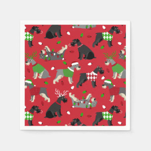 Christmas Schnauzer Napkins Serviette