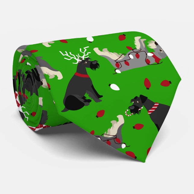 Christmas Schnauzer Neck Tie Krawatte (Gerollt)
