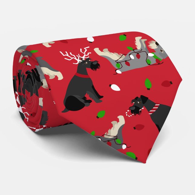 Christmas Schnauzer Neck Tie Krawatte (Gerollt)