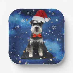 Christmas Schnauzer Pappteller