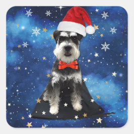 Christmas Schnauzer Quadratischer Aufkleber