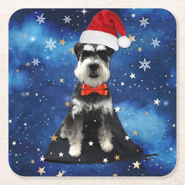 Christmas Schnauzer Rechteckiger Pappuntersetzer (Vorderseite)