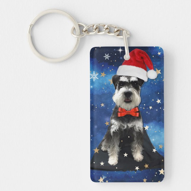 Christmas Schnauzer Schlüsselanhänger (Vorderseite)