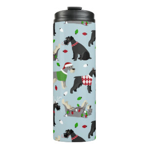 Christmas Schnauzer Thermosbecher
