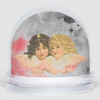 CHRISTMAS SCHNEE GLOBE VINTAGES ANGEL UND ROTE ROS SCHNEEKUGELN