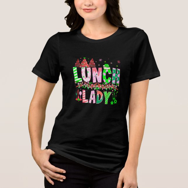 Christmas School Lunch Lady T-Shirt Tri-Blend Shirt (Vorderseite)