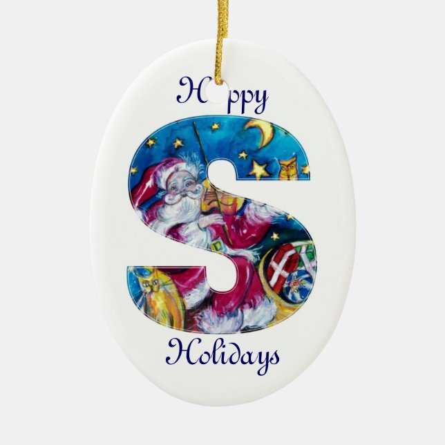 CHRISTMAS-SCHREIBEN / INSPIRIERT SANTA-MONOGRAMM KERAMIK ORNAMENT (Vorne)