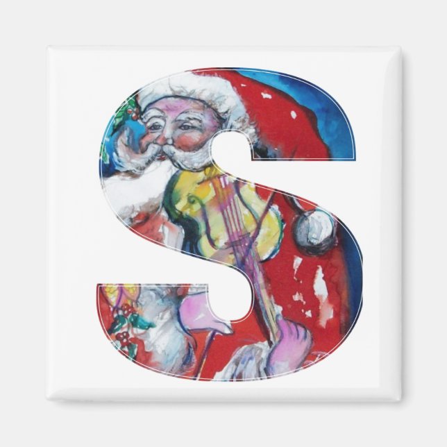 CHRISTMAS SCHREIBEN / SANTA MIT VIOLIN MONOGRAM MAGNET (Vorne)