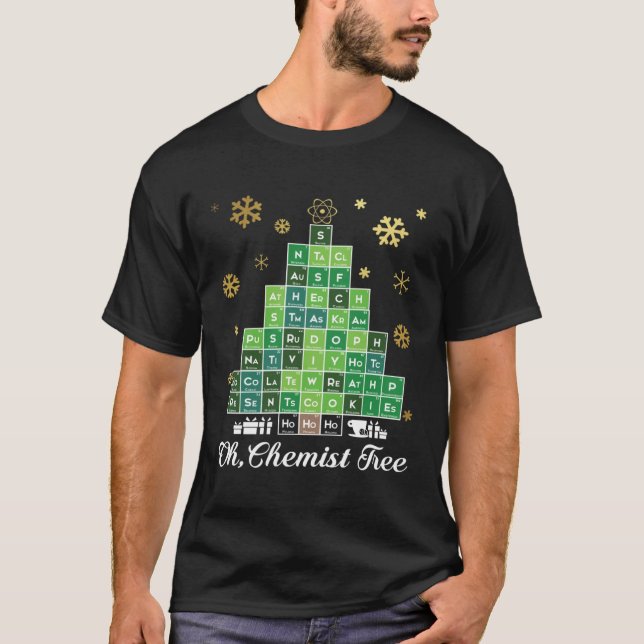 Christmas Science Chemist Tree Periodic Table Xmas T-Shirt (Vorderseite)