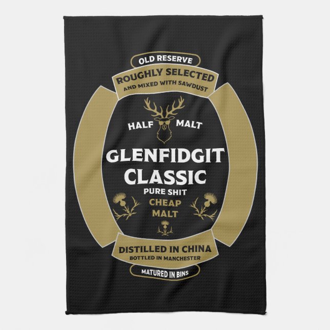 Christmas Scotch Whiskey Label Geschirrtuch (Vertikal)